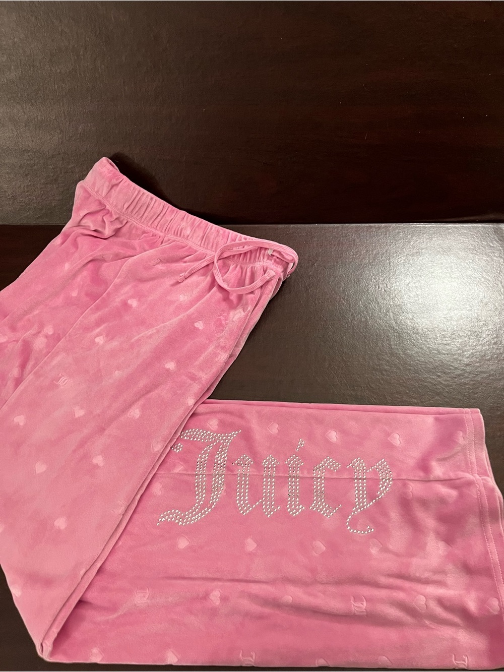 Juicy Couture Hot Pink Velour Kids Pajama Bottoms with Crystal Logo